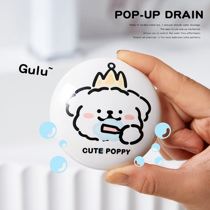 Cute puppy ceramic washbasin leakage plug