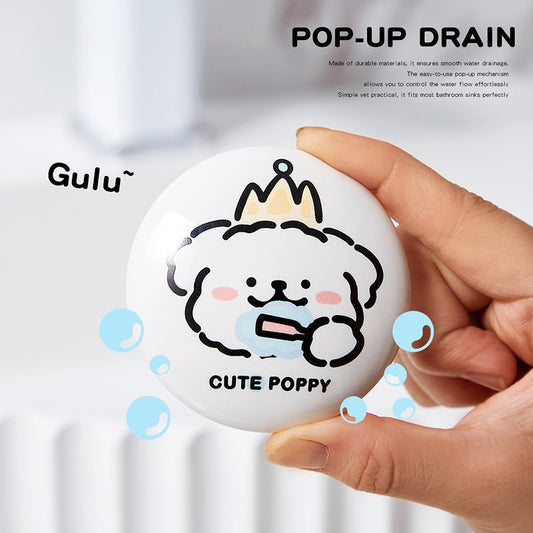 Cute puppy ceramic washbasin leakage plug